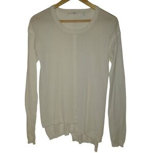 Wilt Blouse Small Knit Sheer Textured Asymmetrical Hem White Lightweight Top